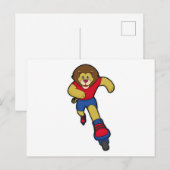 Leeuw als schaatser met inline schaatsen briefkaart (Voorkant / Achterkant)