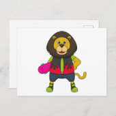 Leeuw als schaatser met skateboard briefkaart (Voorkant / Achterkant)