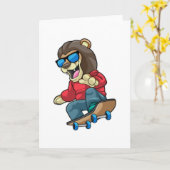 Leeuw als schaatser met skateboard kaart (Gele Bloem)