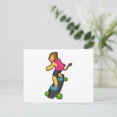 Leeuw als skateboarder met skateboard briefkaart (Staand voorkant)