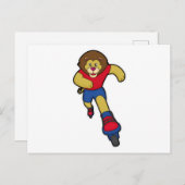Leeuw als Skater met gealigneerde schaatsen Briefkaart (Voorkant / Achterkant)