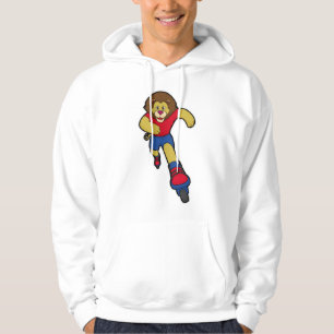Leeuw als Skater met gealigneerde schaatsen Hoodie