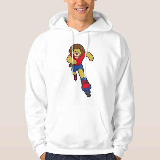 Leeuw als Skater met gealigneerde schaatsen Hoodie (Voorkant)