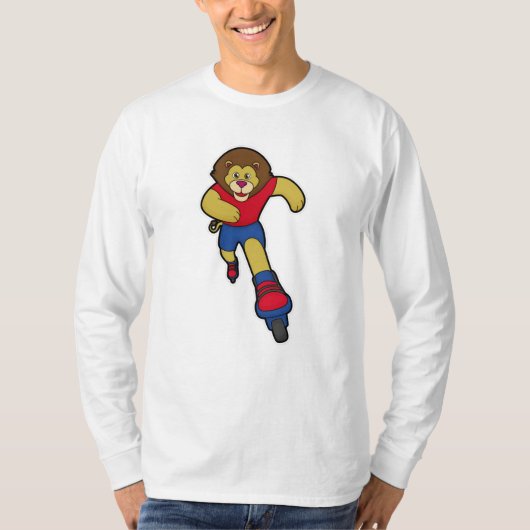 Leeuw als Skater met gealigneerde schaatsen T-shirt (Voorkant)