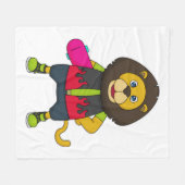 Leeuw als Skater met skateboard Fleece Deken (Voorkant (Horizontaal))