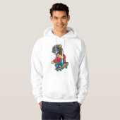 Leeuw als Skater met skateboard Hoodie (Voorkant volledig)