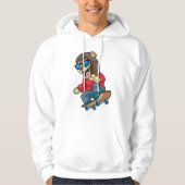 Leeuw als Skater met skateboard Hoodie (Voorkant)