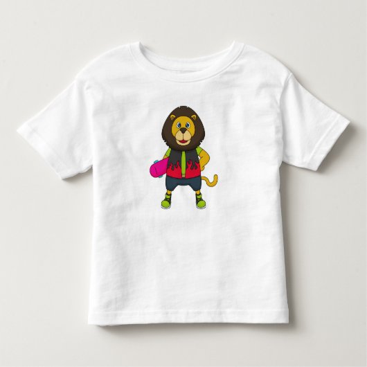 Leeuw als Skater met skateboard Kinder Shirts (Voorkant)