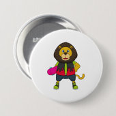 Leeuw als Skater met skateboard Ronde Button 7,6 Cm (Voorkant /achterkant)