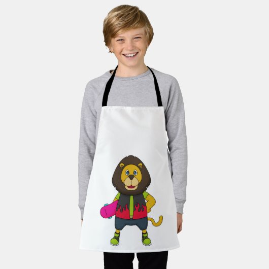 Leeuw als Skater met skateboard Schort (Gedragen)