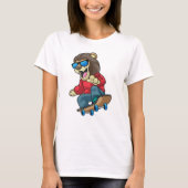 Leeuw als Skater met skateboard T-shirt (Voorkant)