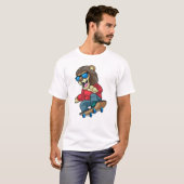 Leeuw als Skater met skateboard T-shirt (Voorkant volledig)