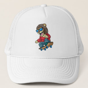 Leeuw als Skater met skateboard Trucker Pet