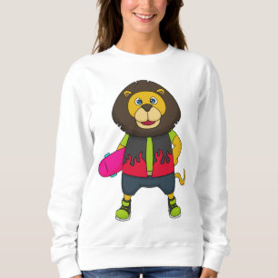 Leeuw als Skater met skateboard Trui