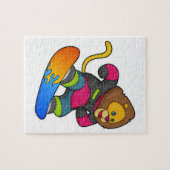 Leeuw als snowboarder met snowboard legpuzzel (Horizontaal)