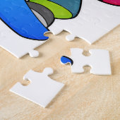 Leeuw als snowboarder met snowboard legpuzzel (Zijkant)