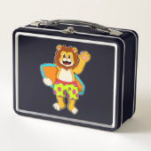 Leeuw als Surfer met surfboard (Voorkant)