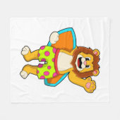Leeuw als Surfer met surfboard Fleece Deken (Voorkant (Horizontaal))