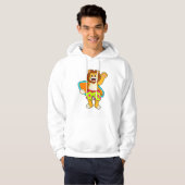 Leeuw als Surfer met surfboard Hoodie (Voorkant volledig)