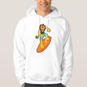 Leeuw als Surfer met surfboard Hoodie