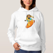 Leeuw als Surfer met surfboard Hoodie (Voorkant)