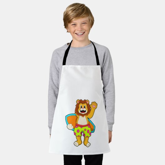 Leeuw als Surfer met surfboard Schort (Gedragen)