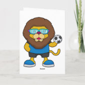 Leeuw als voetballer met voetbal kaart (Achterkant)
