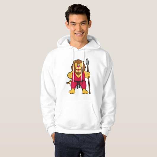 Leeuw als Warrior met Spear Hoodie (Voorkant volledig)