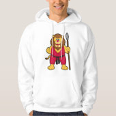 Leeuw als Warrior met Spear Hoodie (Voorkant)
