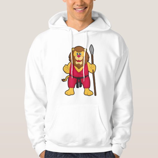 Leeuw als Warrior met Spear Hoodie (Voorkant)