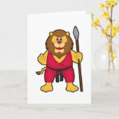 Leeuw als Warrior met Spear Kaart (Gele Bloem)