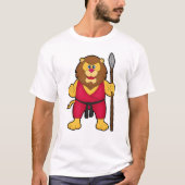 Leeuw als Warrior met Spear T-shirt (Voorkant)