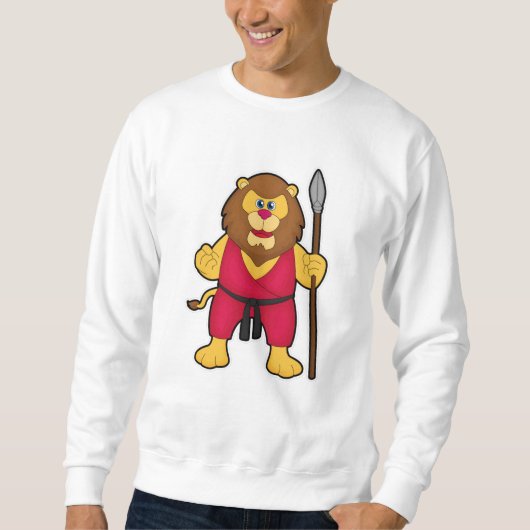 Leeuw als Warrior met Spear Trui (Voorkant)