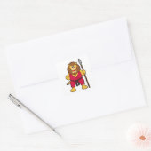 Leeuw als Warrior met Spear Vierkante Sticker (Envelop)