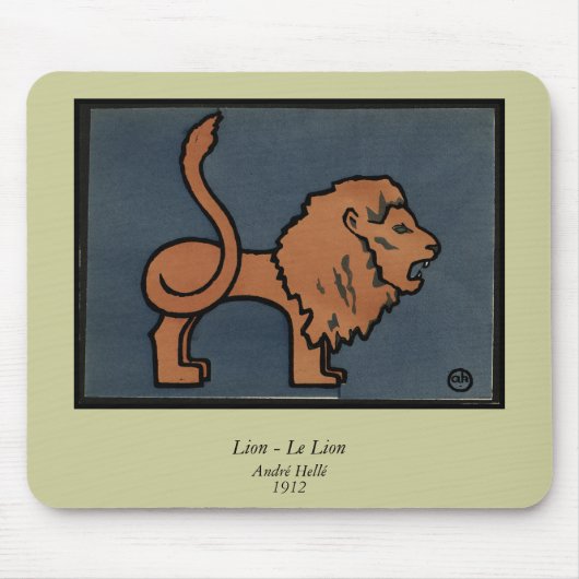 Leeuw - Antiquarian, Colorful Book Illustration Muismat (Voorkant)