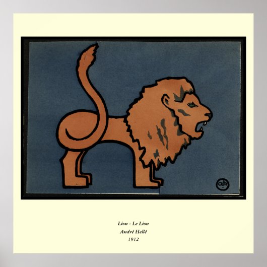 Leeuw - Antiquarian, Colorful Book Illustration Poster (Voorkant)