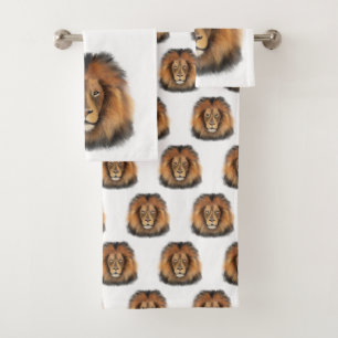 leeuw aquarel Leo koning safari dier jungle kat Bad Handdoek