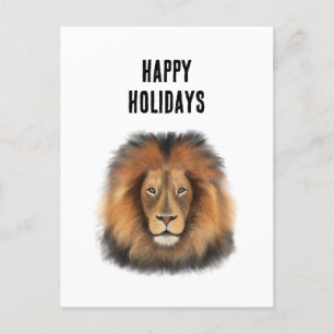 leeuw aquarel Leo koning safari dier jungle kat Feestdagenkaart
