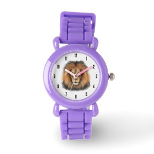 leeuw aquarel Leo koning safari dier jungle kat  Horloge