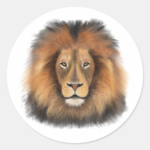 leeuw aquarel Leo koning safari dier jungle kat Ronde Sticker