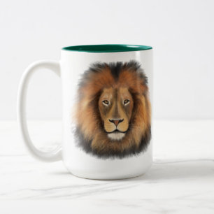leeuw aquarel Leo koning safari dier jungle kat  Tweekleurige Koffiemok