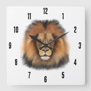 leeuw aquarel Leo koning safari dier jungle kat  Vierkante Klok