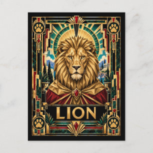 Leeuw, Art Deco Wildlife Briefkaart