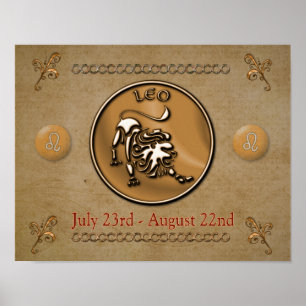 Leeuw - astrologisch teken -- kunstprint poster