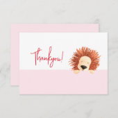 Leeuw Baby Roze 1e Verjaardag Bedankkaart (Voorkant / Achterkant)