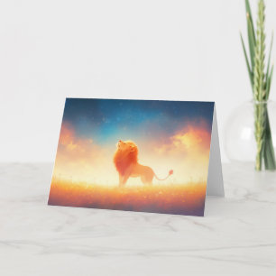 Leeuw Badend In Zonsondergang Omhelzing Kaart