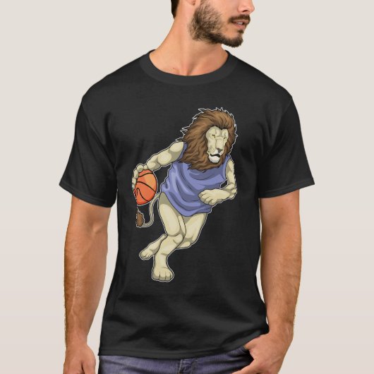 Leeuw basketballer basketbal t-shirt (Voorkant)