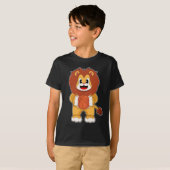 Leeuw basketballer basketbal t-shirt (Voorkant volledig)