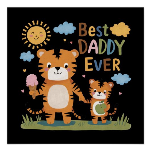 Leeuw beste papa ooit perfect poster (Voorkant)