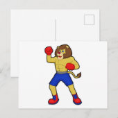 Leeuw bij boksen met boks handschoenen briefkaart (Voorkant / Achterkant)